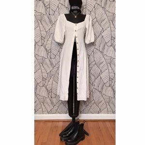 Peasant Style Puff Sleeve Button Dress/Jacket